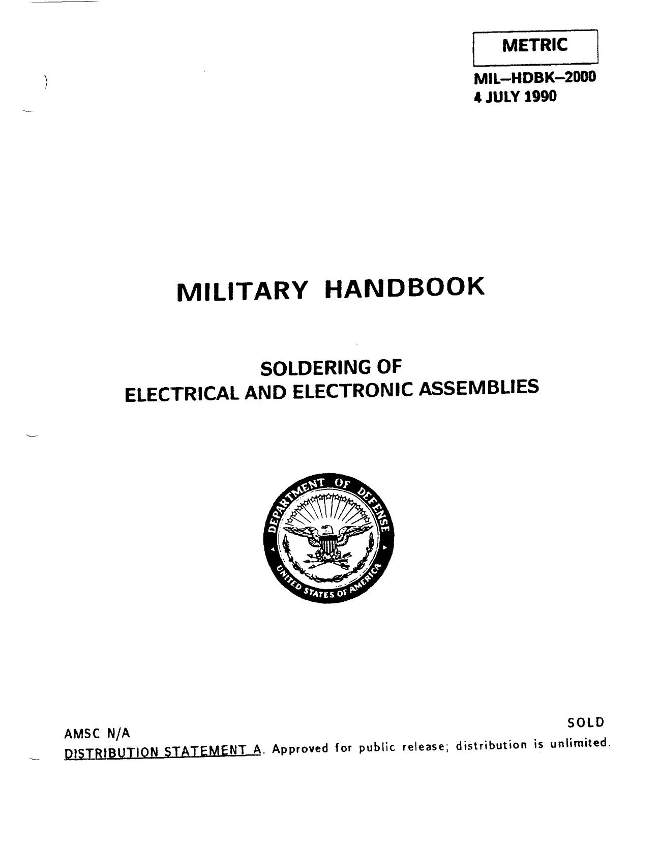 Military Handbook, Soldering of Electrical and Electronic Assemblies