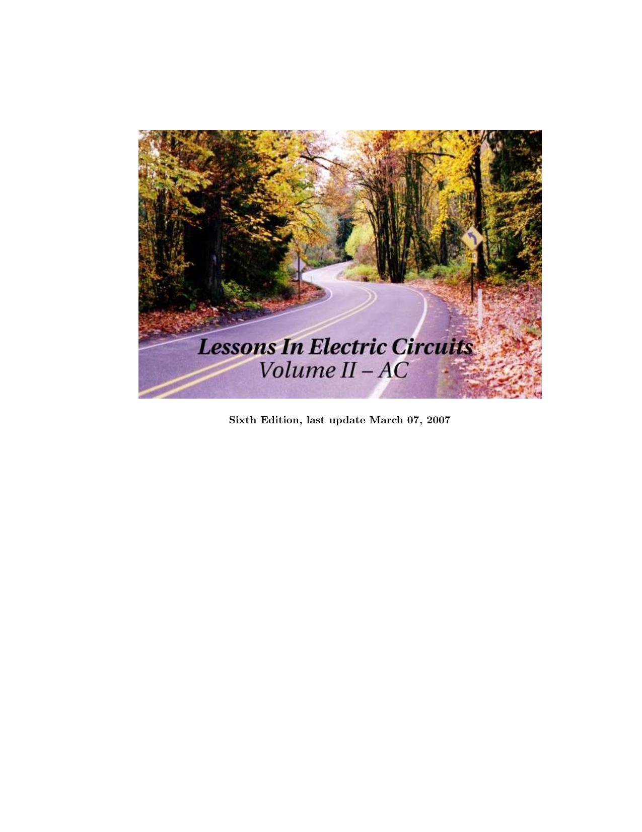 Lessons In Electric Circuits, Vol. II, AC, 6th Edition