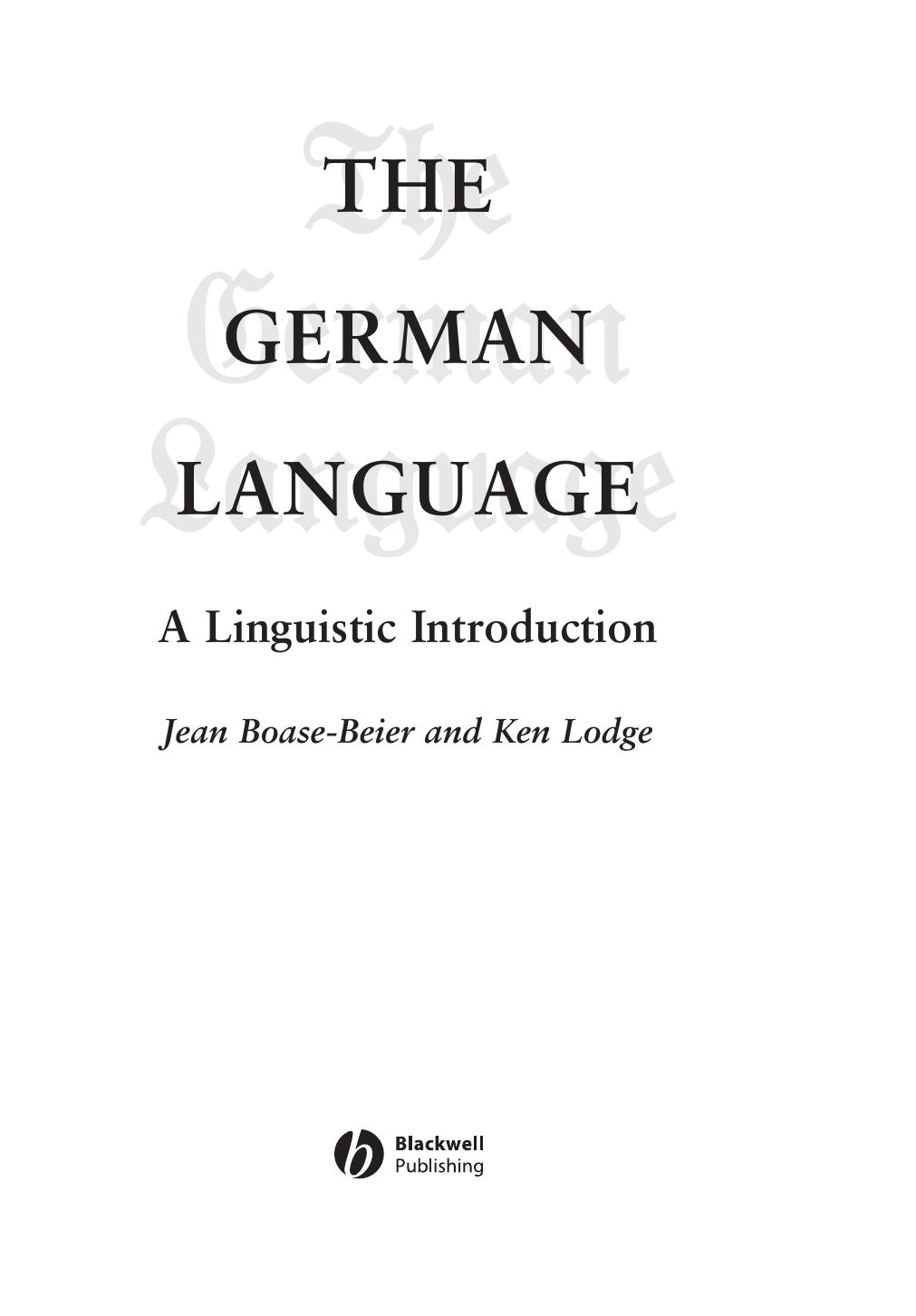The German Language: A Linguistic Introduction