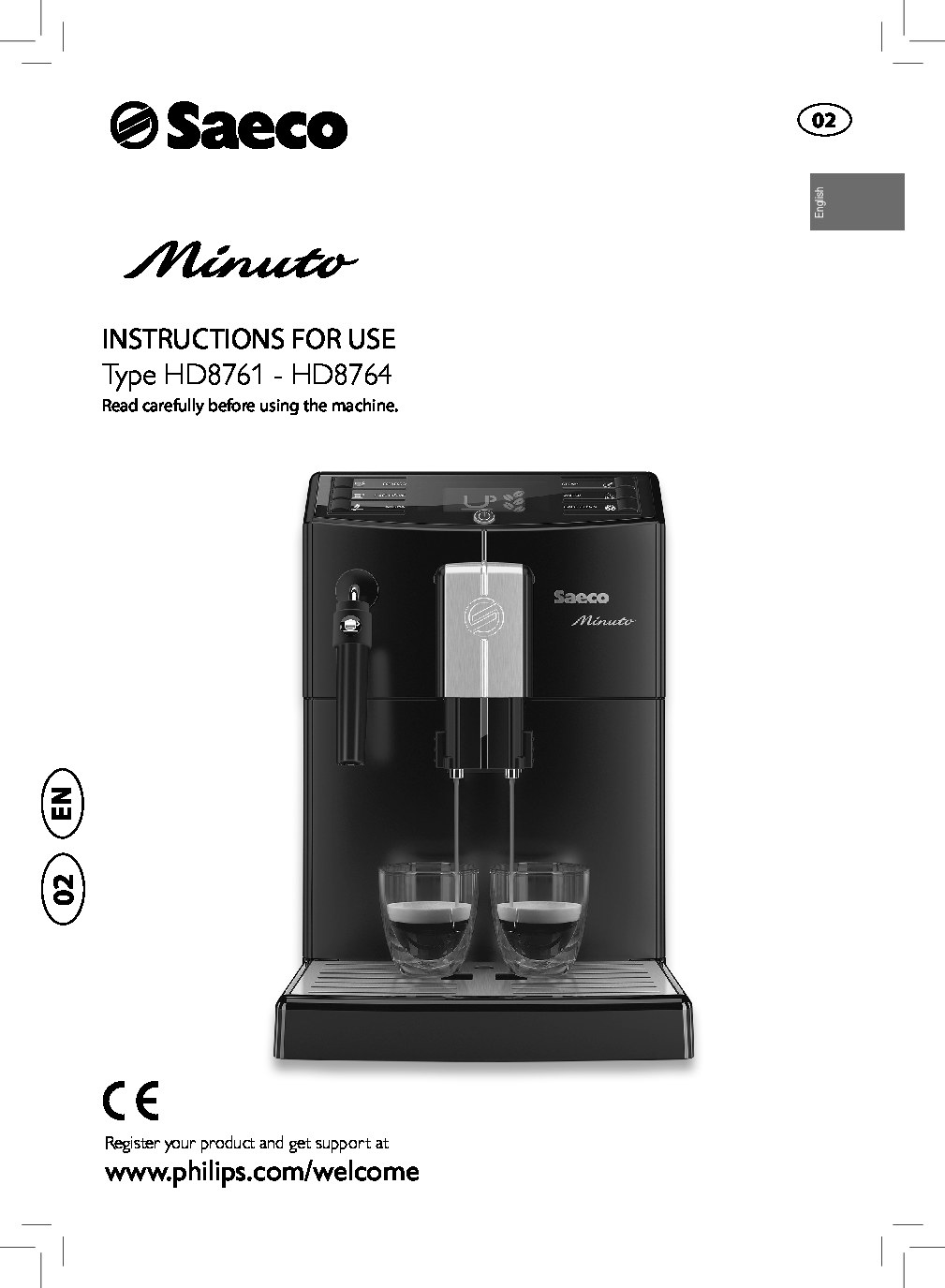 Saeco Minuto HD8761-HD8764 Instructions for Use