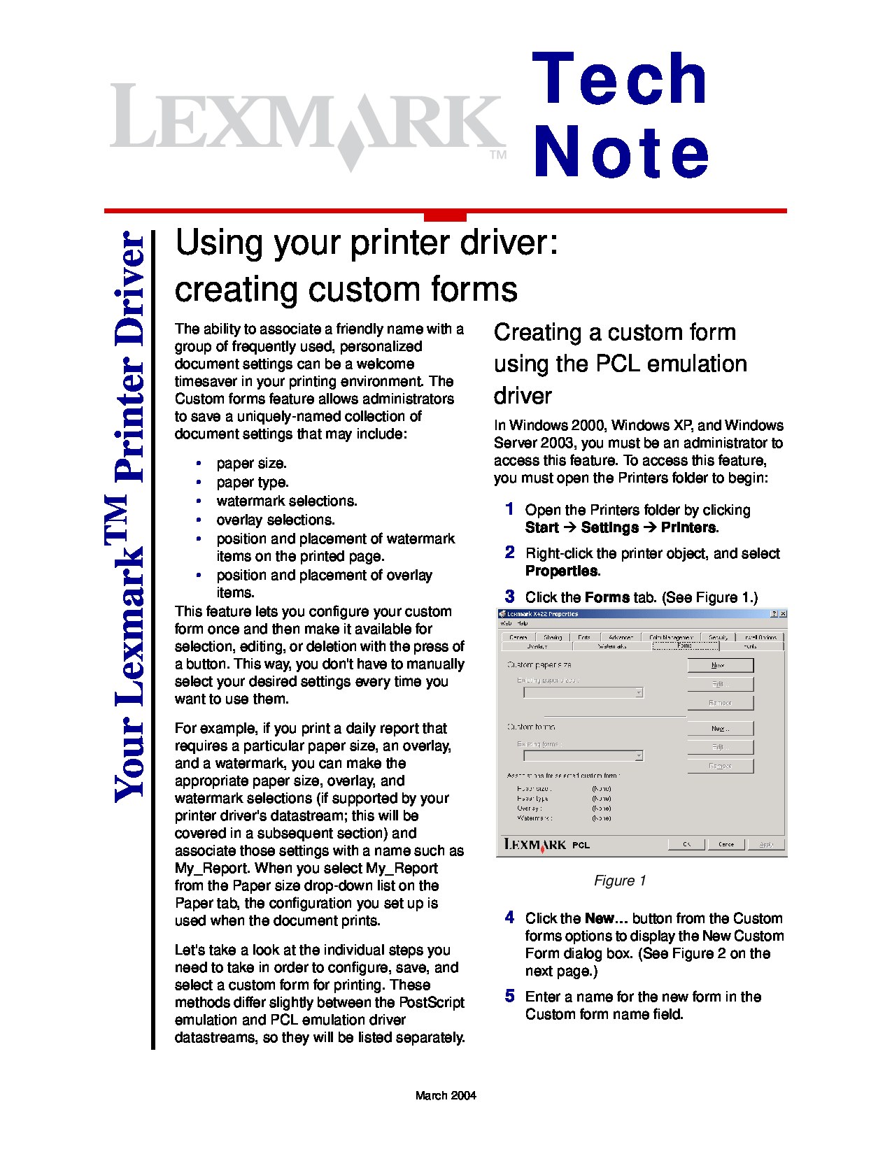 Lexmark Tech Note - Creating Custom Forms