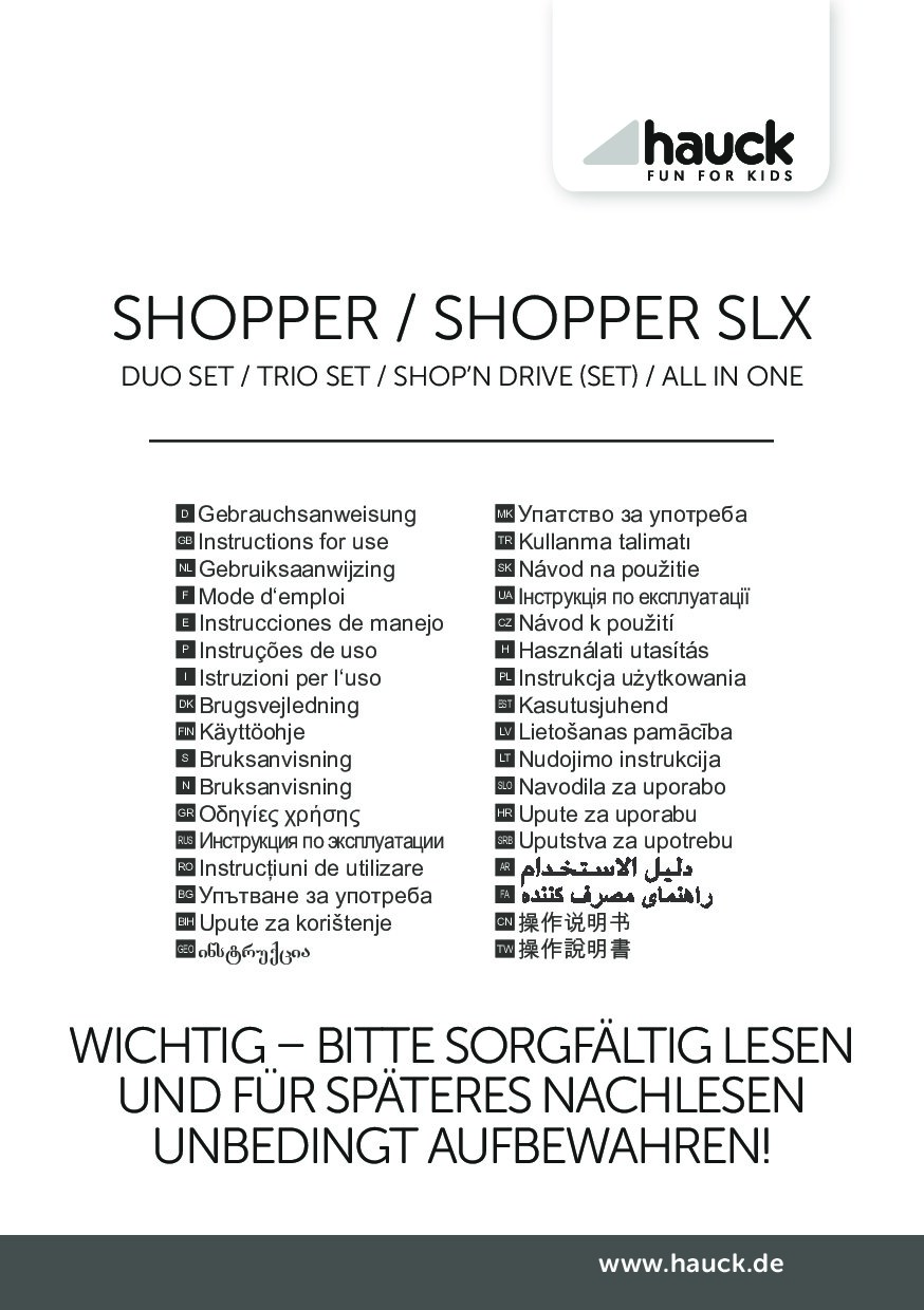 Hauck Shopper SLX Trio set Manual