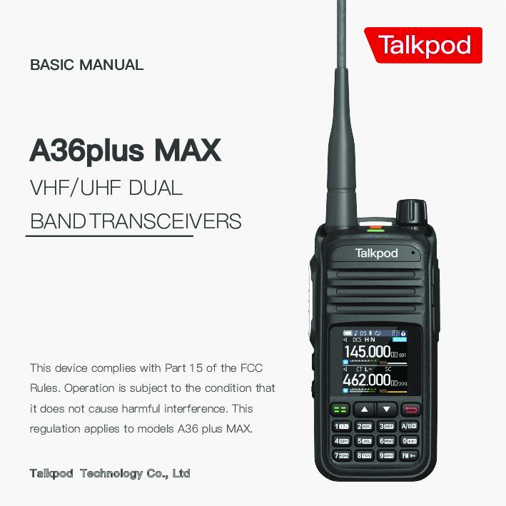 Talkpod A36plus MAX Basic Manual