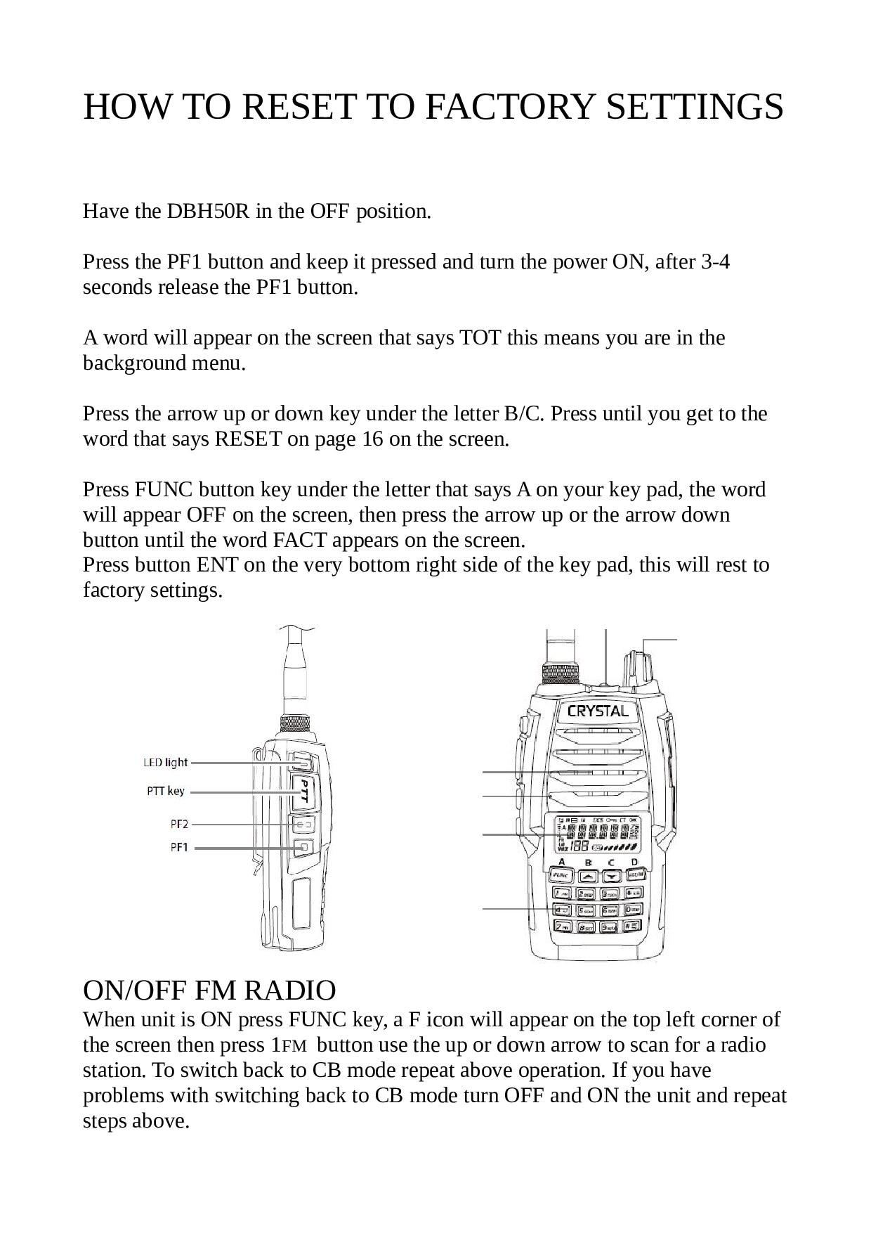 DBH50R How to Reset to Factory Settings