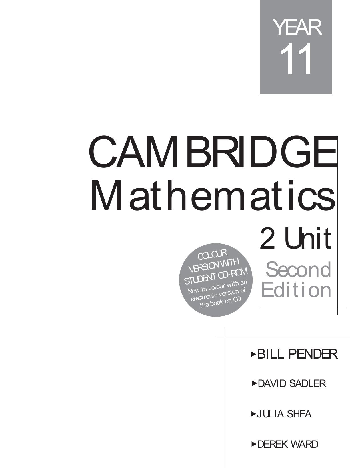 Cambridge Mathematics 2 Unit, Year 11, 2nd Edition